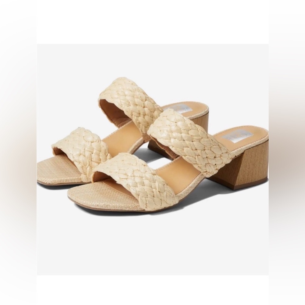 DV by Dolce Vita Braided Double-Strap Block Heel Mule - Cream Size 8.5
